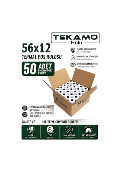 56x12 Yazar Kasa Pos Rulosu 50 Adet