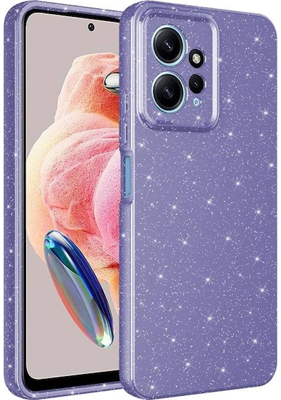 Redmi Note 12 4g Kılıf Parlak Simli Ve Kamera Korumalı Spoty Silikon Kapak Mor