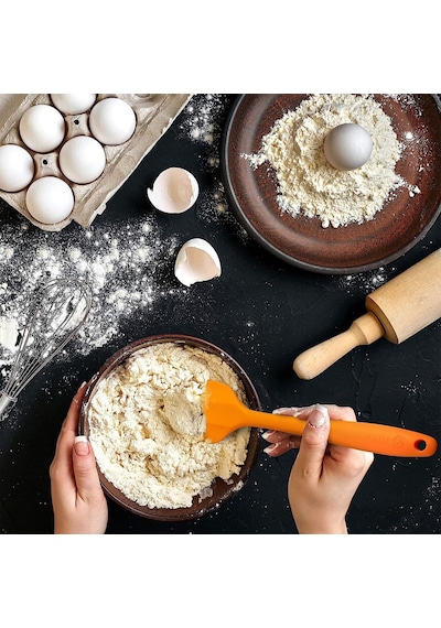 Silikon Kaşık Spatula Seti 6lı Yanmaz Yapışmaz Çizmez Turuncu27cm
