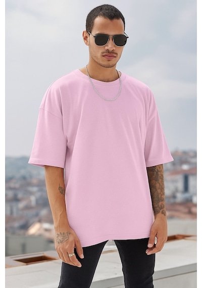 Oversize Beyaz T-shirt Pembe