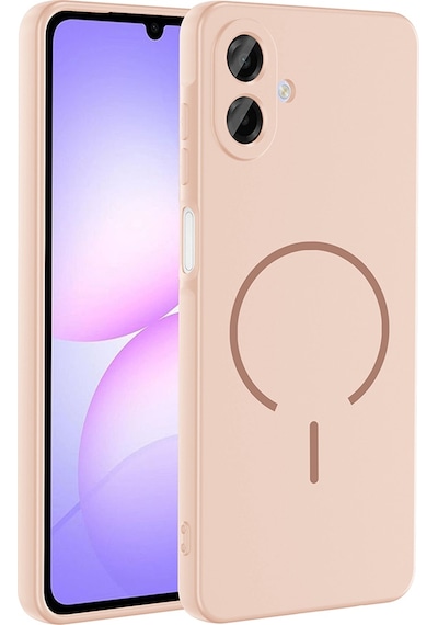 Samsung Uyumlu Galaxy A07 Kılıf M-safe Şarj Özellikli Zore Meta Kapak Rose Pembe