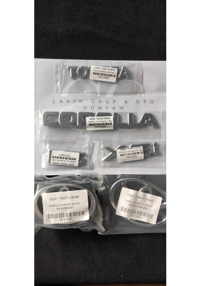 Corolla 1.6 Xei Bagaj Yazısı Ön Ve Arka Arma Tam Set 1992 - 1997 Modeller Arası Uyumludur