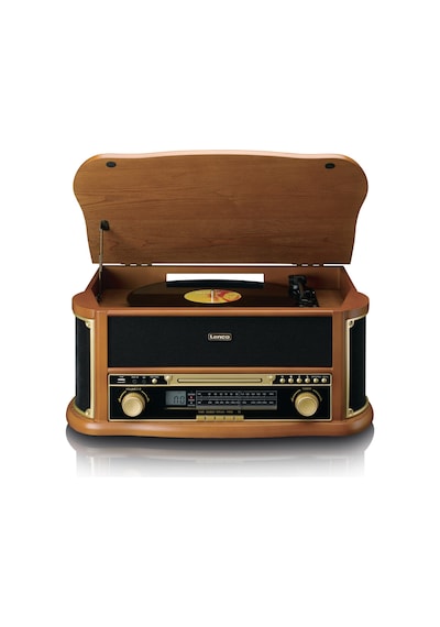 Lenco TCD-2551WD Ahşap Retro Bluetooth USB FM Radyo CD Kaset Özellikli Pikap