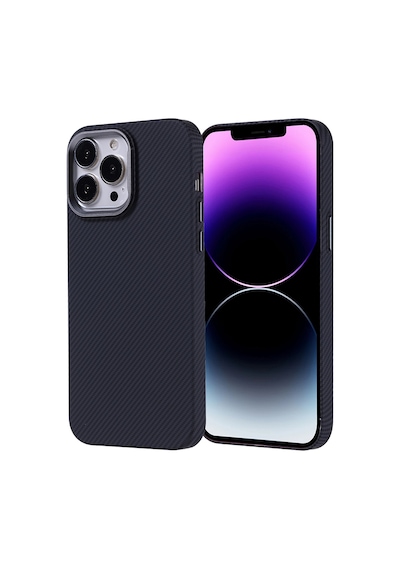 Zore İphone 14 Pro Max Kılıf Magsafe Şarj Özellikli Karbon Fiber Görünümlü Ogaa Nekst Kapak - Siyah