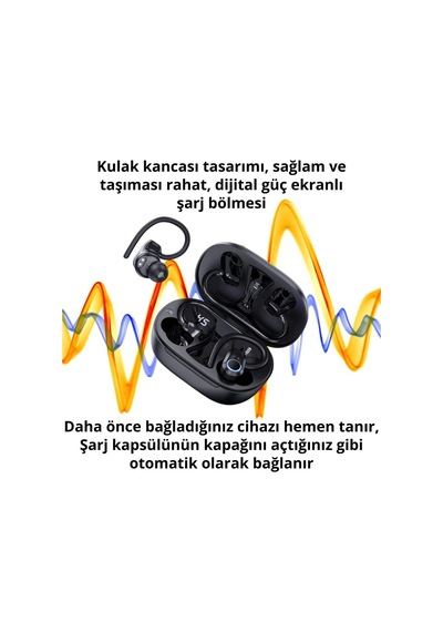 Bluetooth Vers.5.3 Kancalı 500mah Kulakiçi Bluetooth Kulaklık Hıfı Şarj Götergeli Stereo Kulaklık