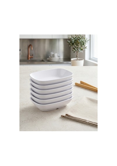 4 Adet Kırılmaz Melamin Kare Çerez Ve Meze Tabağı 16 X 11 Cm - Beyaz Beyaz