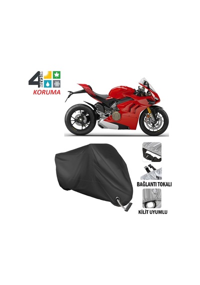 Ducati Panigale V4 S Motosiklet Brandası ( Kilit Uyumlu - Siyah