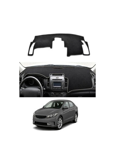 Kia - Cerato 2012+ Uyumlu Torpido Koruma Kılıfı - Gri Şeritli