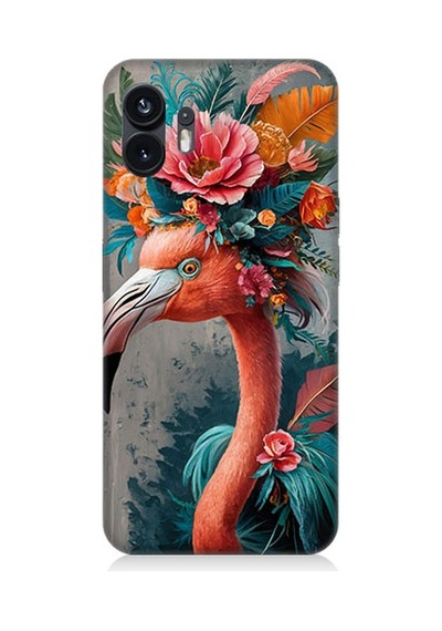 Nothing Phone 2 Çiçekli Flamingo Desenli Silikon Kılıf