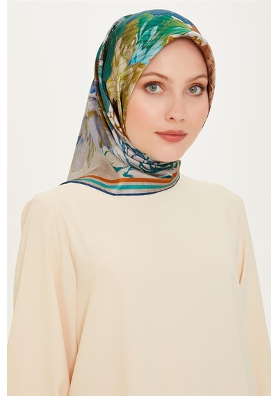 Armine Çiçek Desenli Sura Saf İpek Eşarp 9220d 31 Çok Renkli