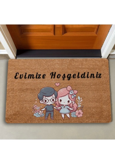 Valerine Life Sevimli Çiftler Evimize Hoş Geldiniz Kapı Önü Paspası 45x70cm