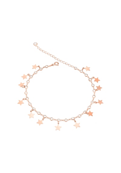 Brezza Lusso Jewelry Yıldız Figürlü Zirkon Taşlı Gümüş Kadın Ayak Halhal Rose