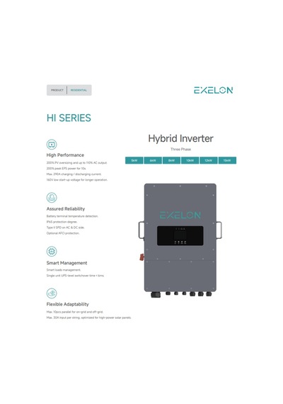Exelon 12 Kw Trifaze Lv 48v On Grid Hibrit İnverter