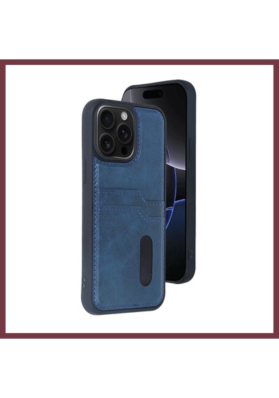 Storeşahin Apple Apple iPhone 14 Pro Max Uyumlu Kılıf Sara Kartvizitli Deri Kılıf - Lacivert Shn0720
