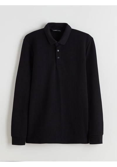 Lcwaıkıkı Classic Siyah Polo Yaka Erkek Sweatshirt