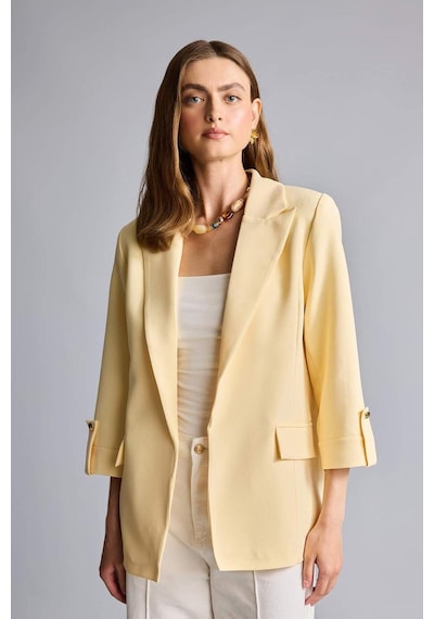Defacto Oversıze Basic Blazer Açık Sarı Ceket C3215ax26auyl487 Sarı-yl487