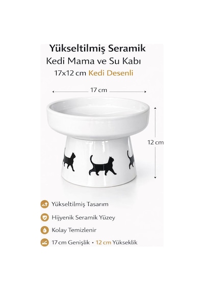 Nitrudesign Ayaklı Seramik Kedi Köpek Mama Ve Su Kabı 400 Ml