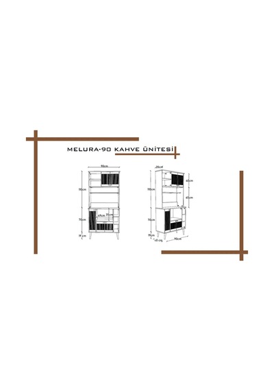 Melura Kahve Köşesi 90 Cm %100 Mdf Çok Amaçlı Dolap Gri