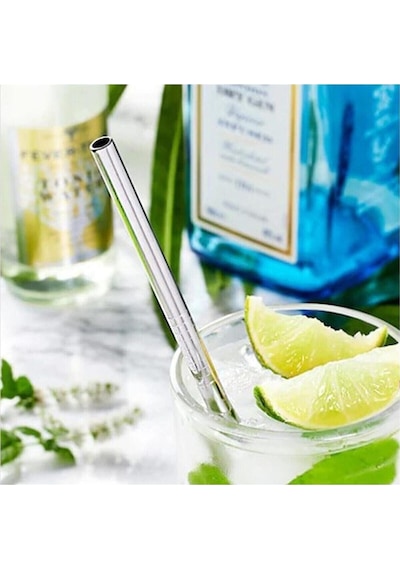 2 Adet Çelik Pipet Ve Temizleme Fırçası 3 Parça Çelik Pipet Seti Düz Pipet Eğik Pipet Ve Temizleme Fırçası 3'lü Set
