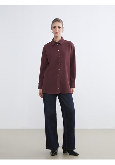 Lcw Modest Bordo Fitilli Kadın Gömlek Tunik