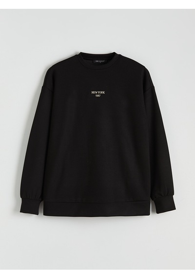 Lcw Comfort Siyah New York Nakışlı Kadın Sweatshirt