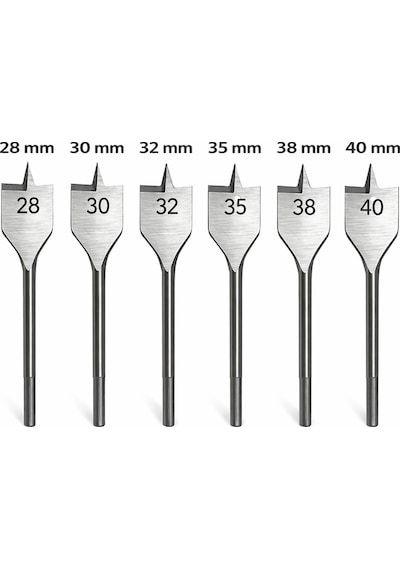 Senbang Yaprak Matkap Ucu Seti 6 Lı 28 30 32 35 38 40 Mm Ahşap Geniş Delik Açma Ucu