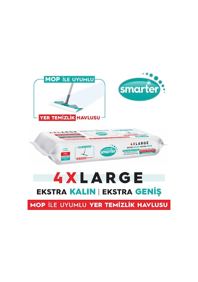 Smarter Beyaz Sabun Kokulu Sirke ve Karbonat Katkılı 4XL Mopa Uyumlu Yer Temizlik Havlusu 30'lu