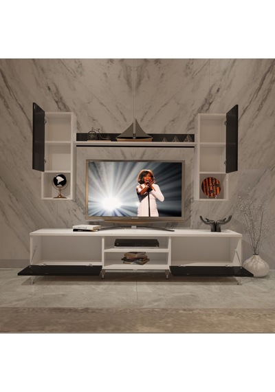 Decoraktiv Eko 5da Slm Dvd Silver Tv Ünitesi Tv Sehpası Beyaz - Siyah