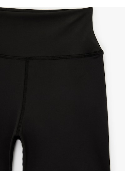 Koton Yüksek Bel Slim Fit Biker Spor Tayt Siyah 6sak40288nk