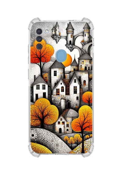 Printify Samsung Galaxy M11 İle Uyumlu Düşlerin Dansı Serisi Göçebe Şatolar Tasarımlı Uv Baskılı Köşe Korumalı Antişok Kılıf Şeffaf