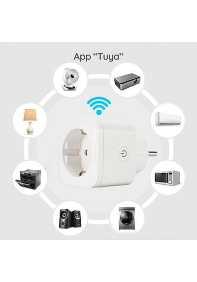 Led Wi-fi Akıllı Priz Uzaktan Telefonla Kontrol Edilebilir 16 Amper Beyaz Tuya, Google Asistant, Amazon Alexa Uyumlu 1