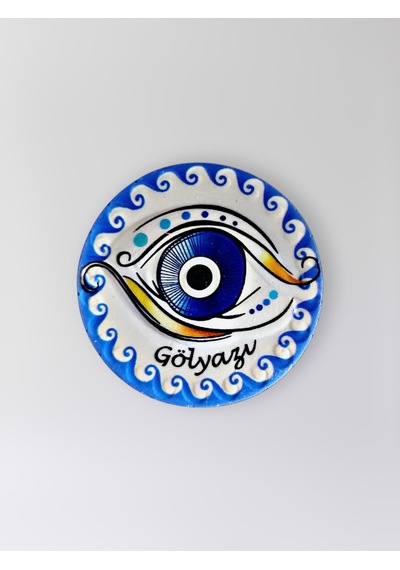 Gölyazı Temalı Polyester Kabartmalı Nazar Magnet Çap: 7 Cm Dekoratif Hediyelik Buzdolabı Süsü Kod:1209