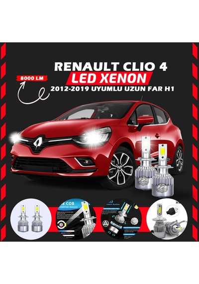 Renault Clio 4 2012-2019 Uzun Far Uyumlu Şimşek Etkili Led Xenon Performance Series H1