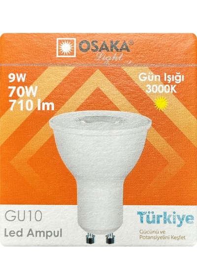 3 Adet Osaka 9w 70w Sarı Işık 3000k Gu10 Duylu Led Çanak Ampul
