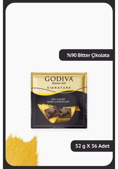 %90 Bitter Kare Çikolata - 52 Gram - 36 Adet