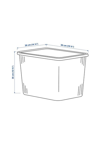 Ikea Rykta Kapaklı Kutu, Şeffaf Gri-mavi, 36x50x35 Cm/44.5 Lt