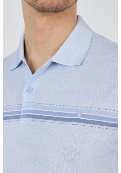 Kısa Kol Baskılı Pike Polo Yaka Cepsiz Slim Fit Tişört 1011250168 Koyu Mavi