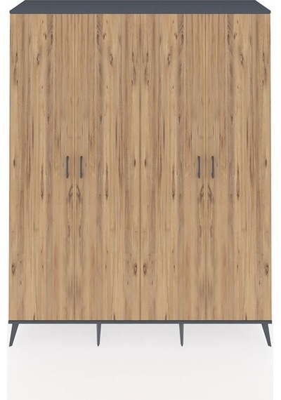 Hyperion Gardrop 4 Raflı 4 Kapaklı 4 Askılı 176x44x221 Antrasit-çam/antrasit Çam/antrasit
