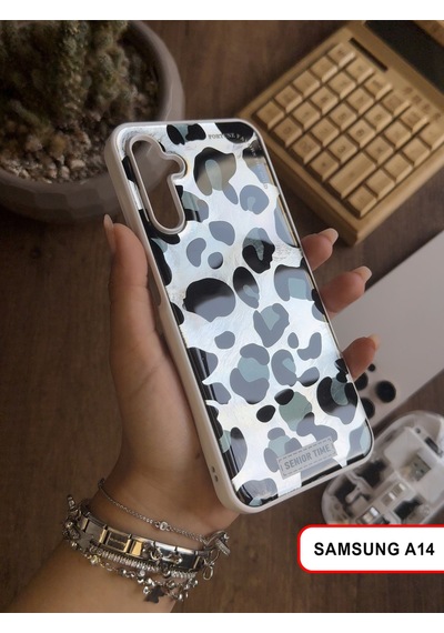 Samsung Galaxy A14 Uyumlu Lüks Leopar Desenli Silikon Telefon Kılıfı Desen1