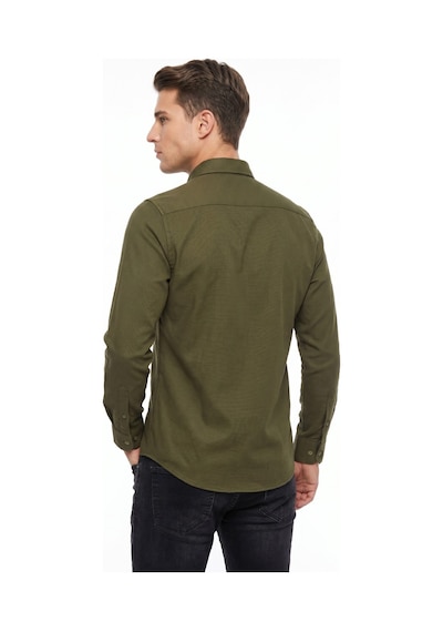 Advante Erkek Spor Slim Fit Uzun Kol Petek Dokulu Gömlek Bgl-st05483 Haki