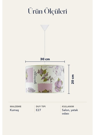 Şenay Aydınlatma Modern Silindir Kumaş Sarkıt Avize Alaçatı Tavan Lambası Salon Yatak Odası