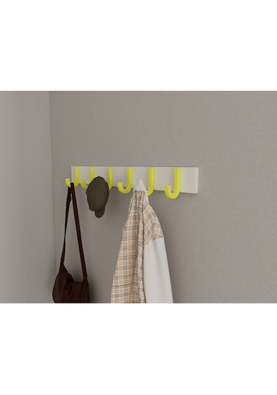 Hepsi3boyutlu Modern Duvar & Kapı Baston Askılık - 6 Adet Sarı J Askılık - Model No : 6 Sarı