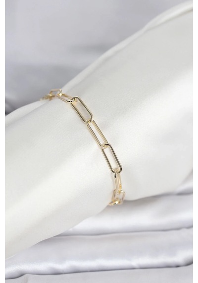 Kalın Altın Renk Ataç Zincir Bileklik 14k Gold Çok Renkli