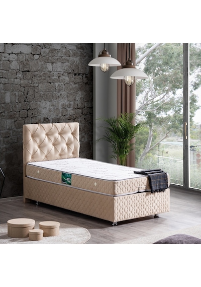Setaymobilya Baza, Vita Bej Tek Kişilik Baza + Başlık + Comfort Yatak