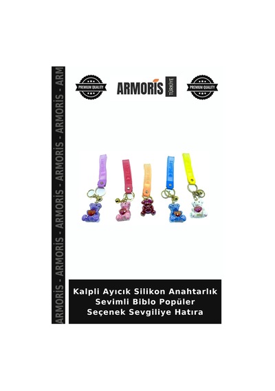Kalpli Ayıcık Silikon Anahtarlık Sevimli Biblo Popüler Seçenek Sevgiliye Hatıra
