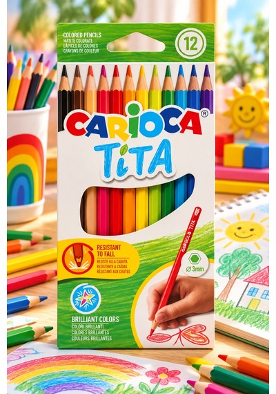 Tita Kuru Boya Kalemi 12 Renk Çok Renkli