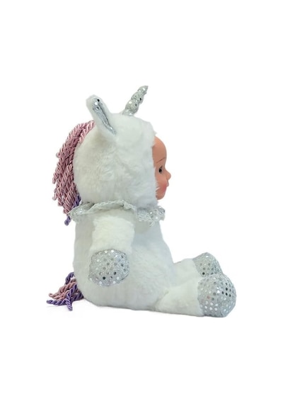 Bebek Yüzlü Sevimli Unicorn Peluş Oyuncak 35 Cm Beyaz Beyaz