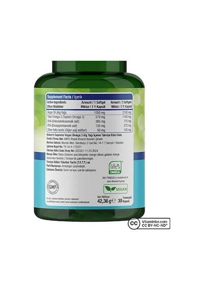 Nature's Supreme Vegan Omega 3 Algae Oil 30 Kapsül