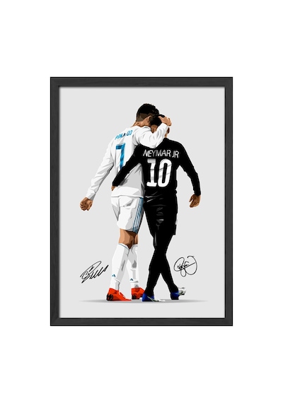 Ronaldo Neyman Siyah Ahşap Çerçeveli Poster, Dekoratif Futbol Duvar Tablosu