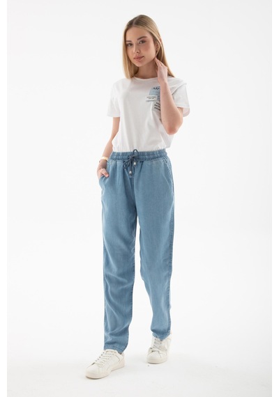 Fashıon Frıends Fashion Friends 25y0657k1 Kadın Beli Bağlamalı Denim Pantolon A.mavi